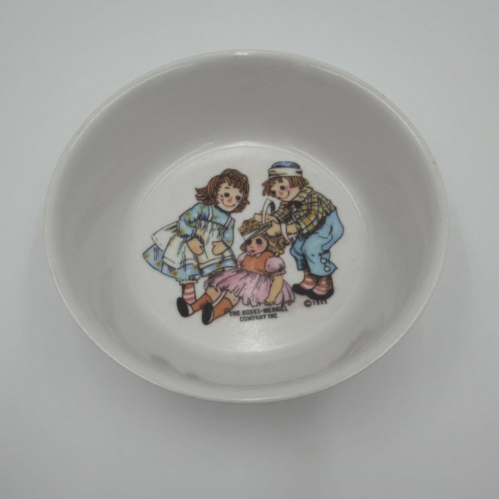 Vintage 69' Oneida Deluxe Raggedy Ann and Andy Melamine Child Bowl 5" White 3258